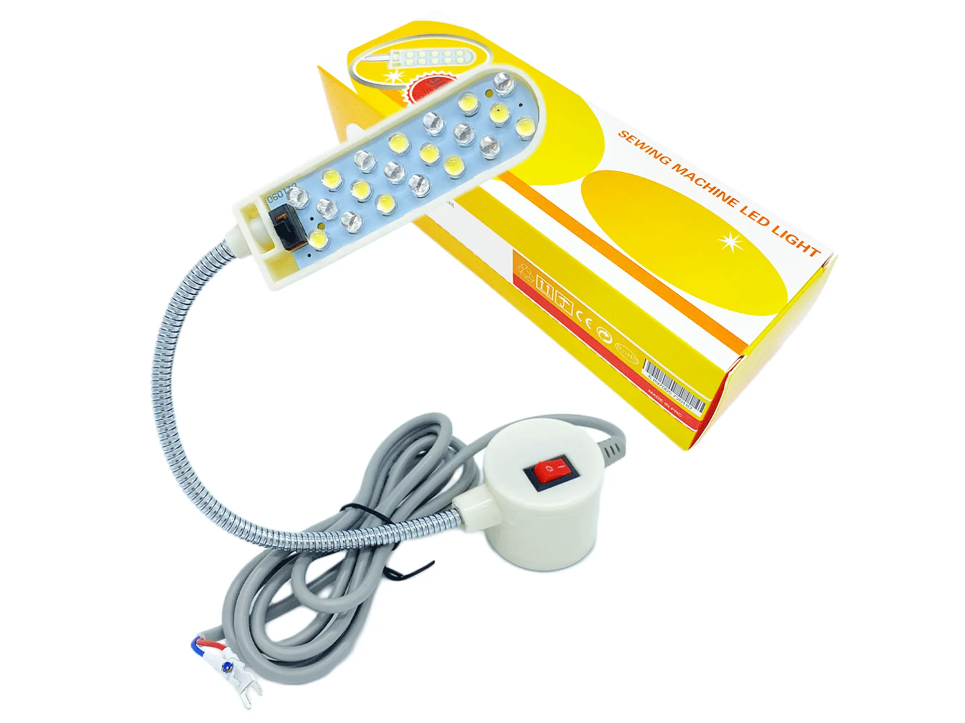 Sewing Machine LED Lamp with Flexible Arm – White & Purple, 20 LEDs
