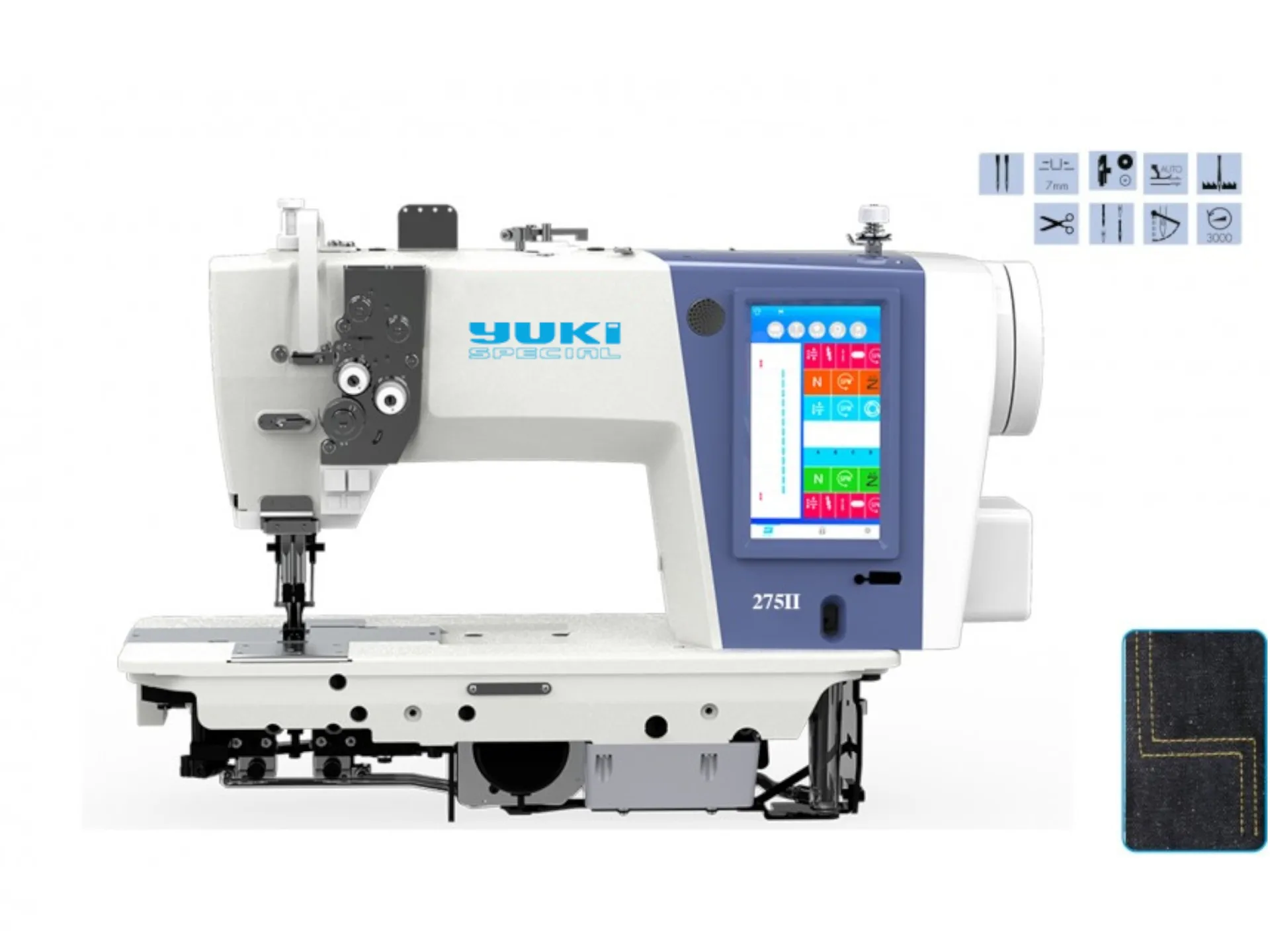 YUKI Double Needle Sewing Machine – Large Shuttle, Thread Trimmer, Looper (Denim)