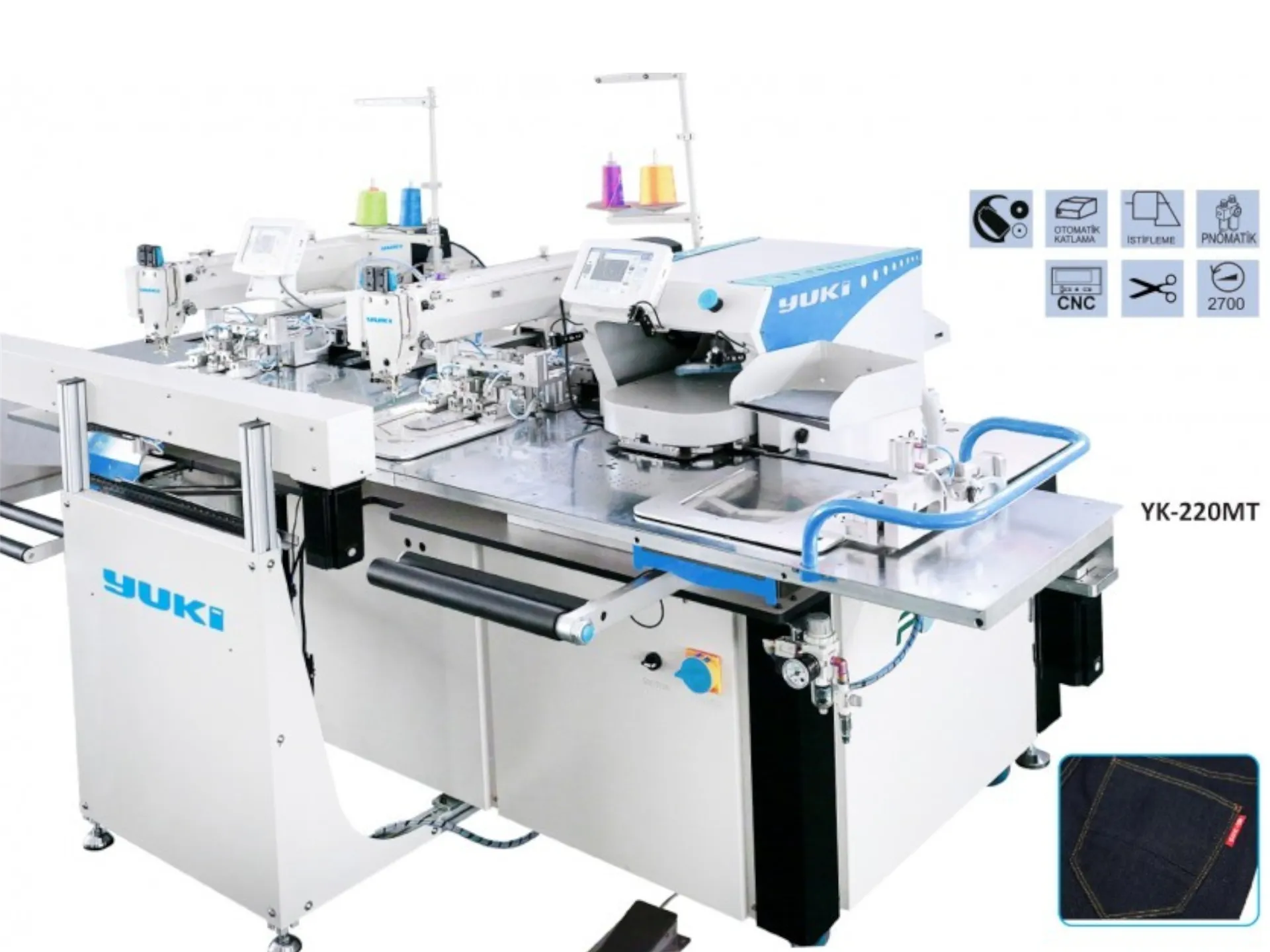 YUKI Back Pocket Attaching Automatic Machine – Fully Automatic, Dual Head, Dual Color